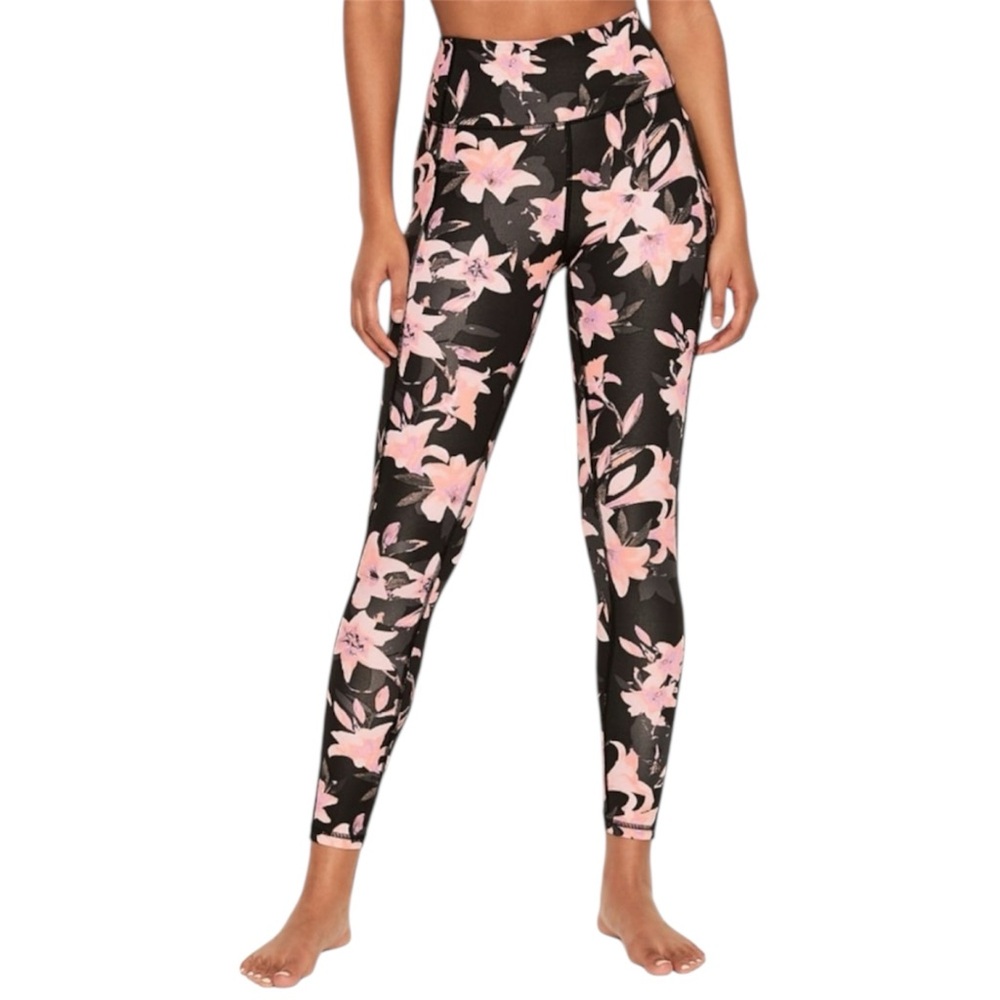 Victoria's Secret Black and Pink Floral Leggings